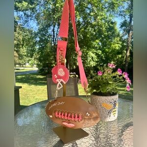 NWT- BETSY JOHNSON Football Gameday Crossbody Bag with Pink Strap